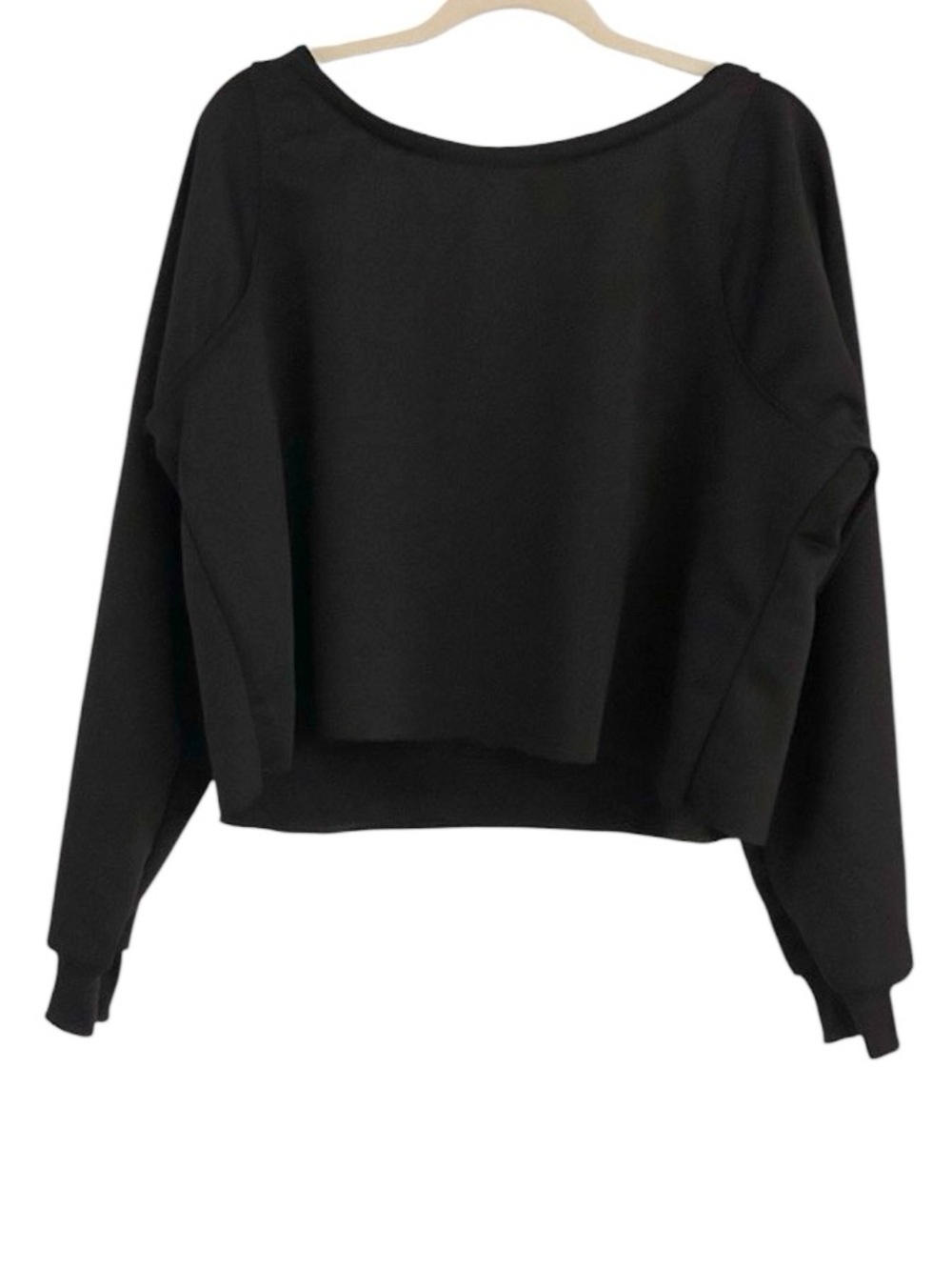 Halara Cropped Sweatshirt Size XS Black Crewneck New without tags - Picture 2 of 6